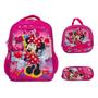 Imagem de Kit Mochila Infantil Minnie Mouse Costas 3D Lancheira Rosa