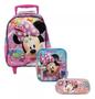 Imagem de Kit Mochila Infantil Minnie Mouse Festa Rodinhas Grande Rosa