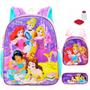 Imagem de Kit Mochila Infantil Princesas Disney Costas Tam G Escolar