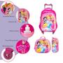 Imagem de Kit Mochila Infantil Princesas Rodinhas 3D Lancheira Estojo