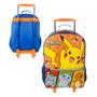 Imagem de Kit Mochila Infantil Rodas Pokemon Lancheira Estojo Escolar