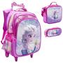 Imagem de Kit Mochila Infantil Rodinhas Escolar 3D - Frozen