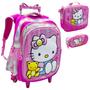 Imagem de Kit Mochila Infantil Rodinhas Escolar 3D - H. Kitty