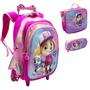 Imagem de Kit Mochila Infantil Rodinhas Escolar 3D - Patrulha (Rosa)