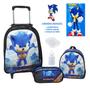 Imagem de Kit Mochila Infantil Rodinhas Sonic + Lancheira + Estojo