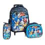 Imagem de Kit Mochila Infantil Sonic em 3D + Lancheira Térmica + Estojo Escolar