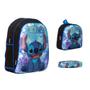 Imagem de Kit Mochila Infantil Stitch Costas Desenho Resistente Grande