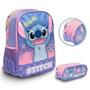 Imagem de Kit Mochila Infantil Stitch Feminina Costas Juvenil Lilás