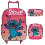 Imagem de Kit Mochila Infantil Stitch Rodinha Lancheira Estojo Menina