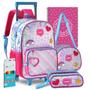 Imagem de Kit Mochila Infantil Unicórnio Holográfica Rodinhas Menina Escolar Lindo Reforçada Resistente 