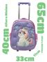 Imagem de Kit Mochila Infantil Unicornio Rosa  c/ Rodinha 14 Escolar Completo