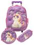 Imagem de Kit Mochila Infantil Unicornio Rosa  c/ Rodinha 14 Escolar Completo