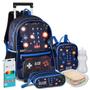 Imagem de Kit Mochila Lancheira Estojo Gamer Video Game Reforçada Resistente com Luzes Pisca Carrinho Rodinha