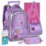 Imagem de Kit Mochila Lancheira Estojo Infantil Sweet Queen Feminina Escolar Carrinho