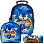 Imagem de Kit Mochila Masculina Escola Rodinha Juvenil Sonic Argola Tn