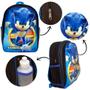 Imagem de Kit Mochila Masculina Escolar Juvenil Sonic Argola Tn Costas