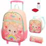 Imagem de Kit Mochila Mochilete Gata Cute Escolar Infantil Rodinhas G