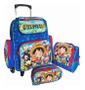 Imagem de Kit Mochila One Piece Rodinhas Infantil Chenson Escolar