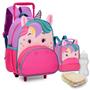 Imagem de Kit Mochila Pets Infantil Feminina Carrinho Animais de Rodinhas Zoo Bichinhos