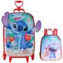 Imagem de Kit Mochila Roda Tripla 3D + Lancheira Stitch Praia Maxtoy DIPLOMATA