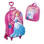 Imagem de Kit Mochila Rodas Princesa Cinderela Lancheira Escolar 3D - Maxtoy