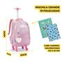 Imagem de Kit Mochila Rodinha 360 Coração Metalizada Escolar Meninas