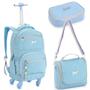 Imagem de Kit Mochila Rodinha 360 Lancheira Estojo Box Feminina Escolar Infantil Menina Juvenil Just Matelasse