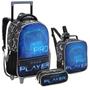 Imagem de Kit Mochila Rodinha Escolar Infantil Masculino Game Play Pro