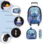 Imagem de Kit Mochila Rodinha Escolar Stitch Lancheira Estojo Grande