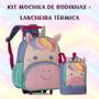 Imagem de Kit Mochila Rodinha Infantil Meninas Unicórnio Clio + Lacheira Térmica