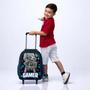 Imagem de Kit Mochila Rodinha Infantil Menino Escolar + Lancheira Térmica + Estojo - Gamer