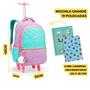 Imagem de Kit Mochila Rodinha Juvenil Multi Color Arco Iris Feminina