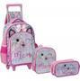 Imagem de Kit Mochila Rodinha Lancheira Estojo Infantil Esoclar Gatinho Glitter Yepp