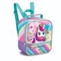 Imagem de Kit Mochila Rodinha Lancheira Térmica Infantil Estojo Escolar Menina Unicórnio Lilás Denlex Pop It