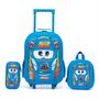 Imagem de Kit Mochila Rodinha Menino Infantil Escolar Lancheira Térmica Estojo Organizador