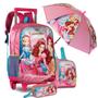 Imagem de Kit Mochila Rodinhas Escolar Princesas Fofa Brilho Meninas