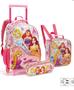 Imagem de Kit Mochila Rodinhas + Estojo + Lancheira Princesas Boneca Rosa Mochila Escolar Menina