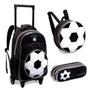 Imagem de Kit Mochila Rodinhas Infantil Masculina Escolar Bola Futebol