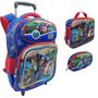 Imagem de Kit Mochila Rodinhas Lancheira Escolar Capitão América