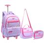 Imagem de Kit Mochila Rodinhas Lancheira Estojo Chaveiro Escolar Juvenil Infantil Bombom Yepp