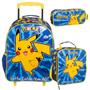 Imagem de Kit Mochila Rodinhas Lancheira Estojo Pokemon Pikachu Xeryus