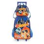 Imagem de Kit Mochila Rodinhas Lancheira Luxcel Hotwheels Azul Speed