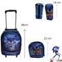 Imagem de Kit Mochila Rodinhas sonic Lancheira ESTOJO blue