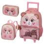 Imagem de  Kit Mochila Rodinhas Ursinho Lancheira Estojo Lantejoula Pack Me Teddy Bear Rosa Pacific