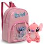 Imagem de Kit Mochila Stitch Costas Tam P Com Urso Pelúcia Cor Rosa