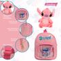 Imagem de Kit Mochila Stitch Costas Tam P Com Urso Pelúcia Cor Rosa