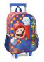 Imagem de Kit Mochila Super Mario Rodas Escolar ul 41x30x14 cm