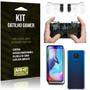 Imagem de Kit Moto E7 Plus Gatilho Gamer + Capa Anti Impacto + Película Vidro 3D - Armyshield