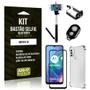 Imagem de Kit Moto G10 Bastão de Selfie Bluetooth + Capinha Anti Impacto + Película Vidro 3D - Armyshield