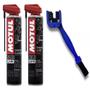 Imagem de Kit Motul C1 Chain Clean 400ml + C2 Chain Lube Road 400ml + Escova Limpeza Corrente Transmissão Moto